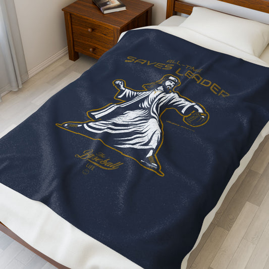 Velveteen Plush Blanket_All-Time Saves Leader_Navy