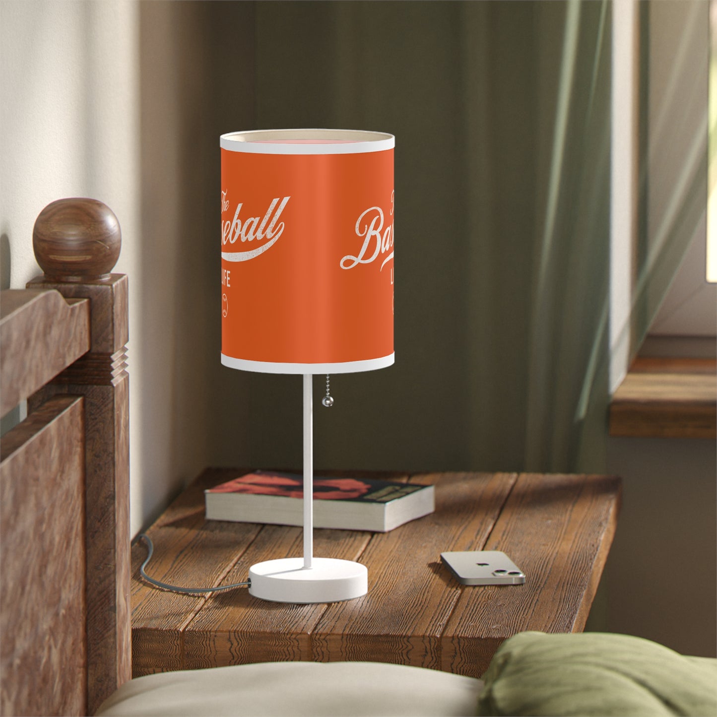 Table Lamp_Orange w White Print