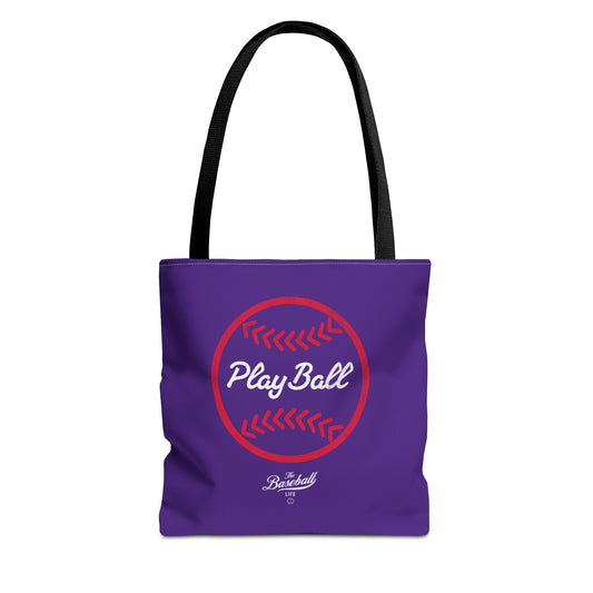 Baseball Icon Play Ball Tote Bag_Purple