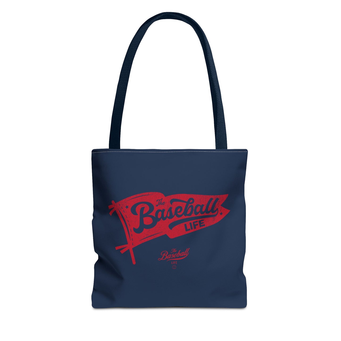 Vintage Pennant Tote Bag_Red Print on Navy