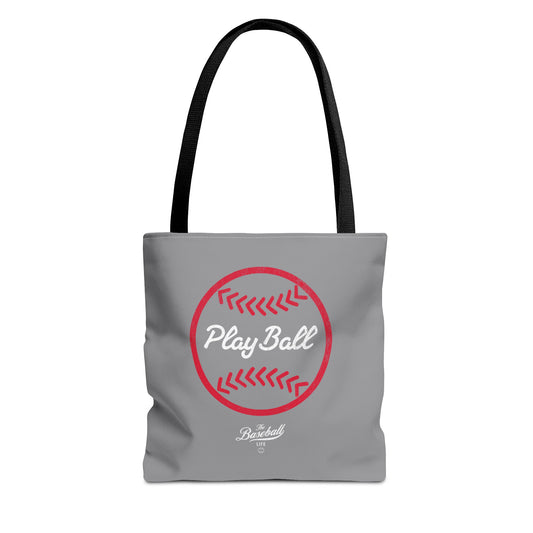 Baseball Icon Play Ball Tote Bag_Gray