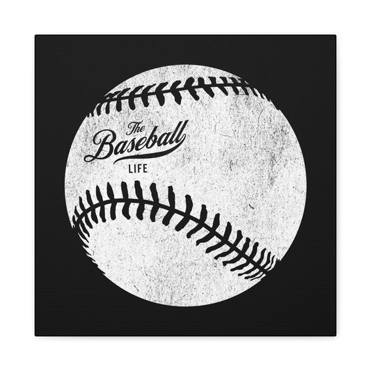 Weathered Baseball Wall Art Canvas_Black
