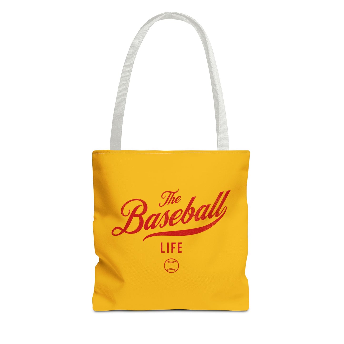 The Baseball Life Tote Bag_Yellow Gold w Red Print