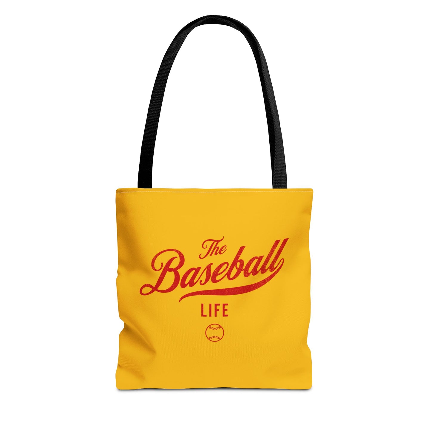 The Baseball Life Tote Bag_Yellow Gold w Red Print