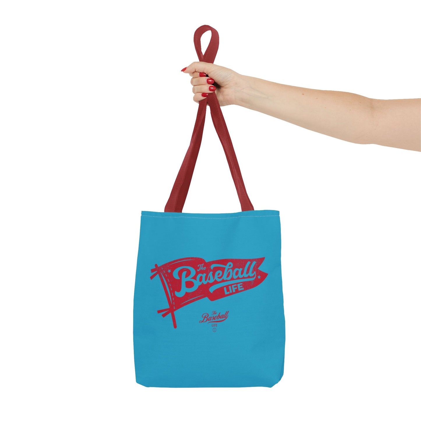 Vintage Pennant Tote Bag_Red Print on Turquoise