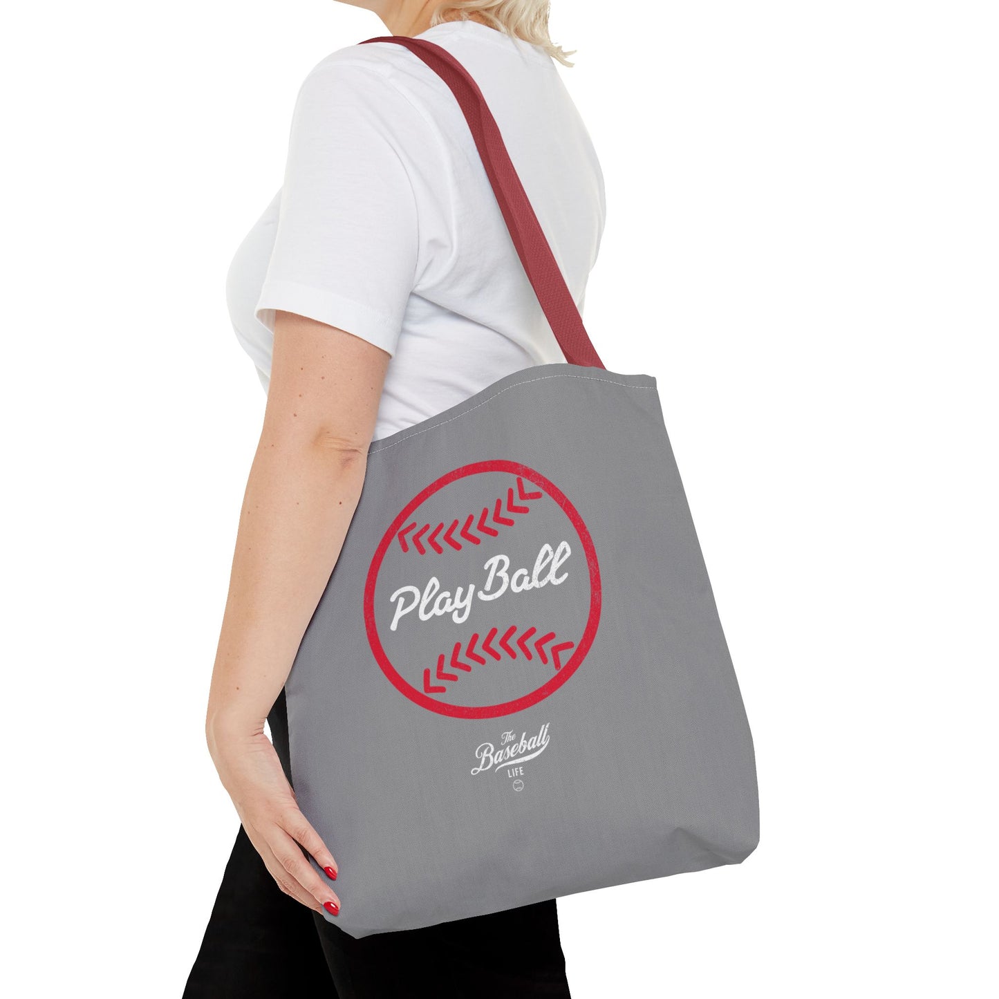 Baseball Icon Play Ball Tote Bag_Gray