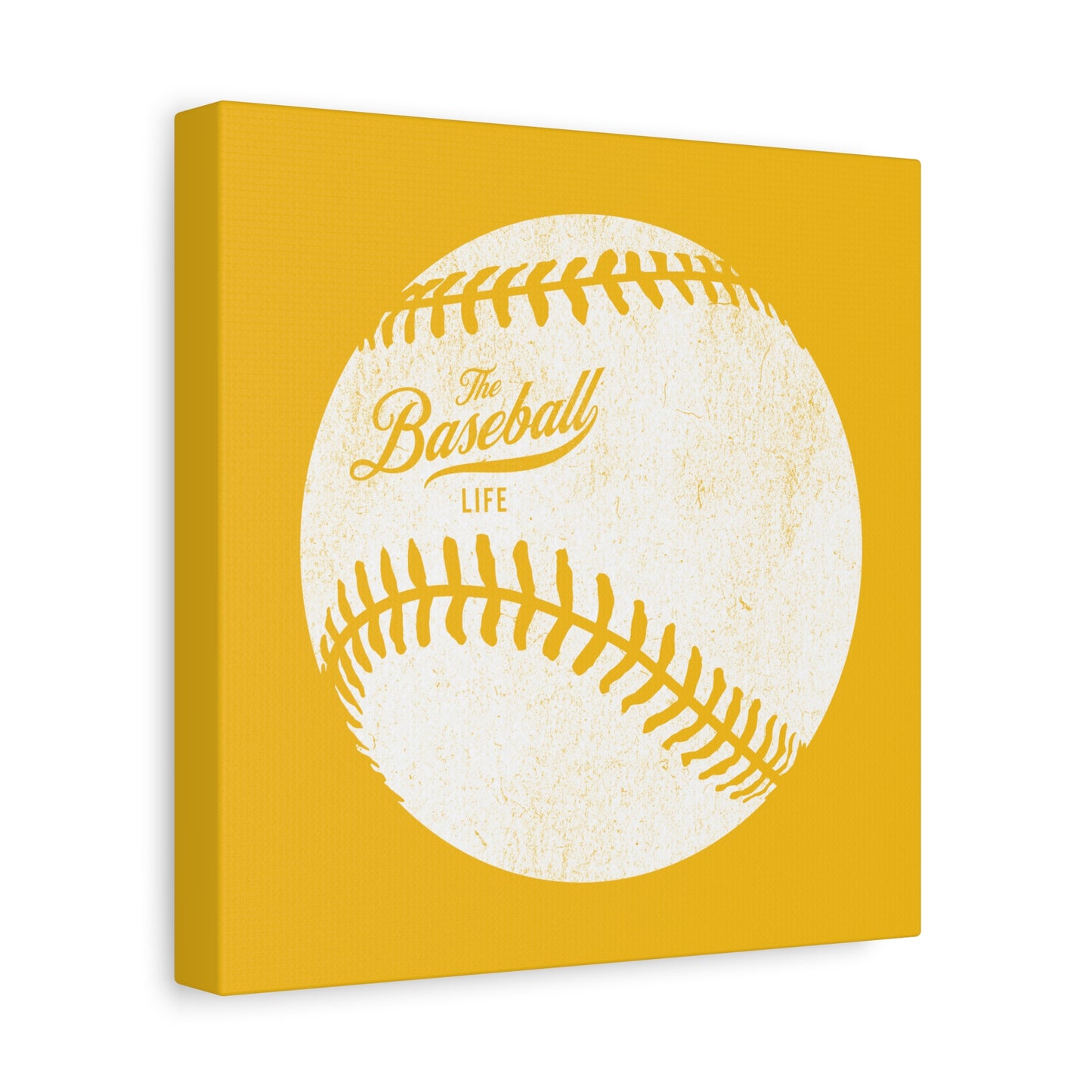Weathered Baseball Wall Art Canvas_Yellow Gold