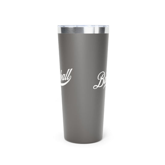 The Baseball Life 22oz Insulated Travel Tumbler_Gray w White Print
