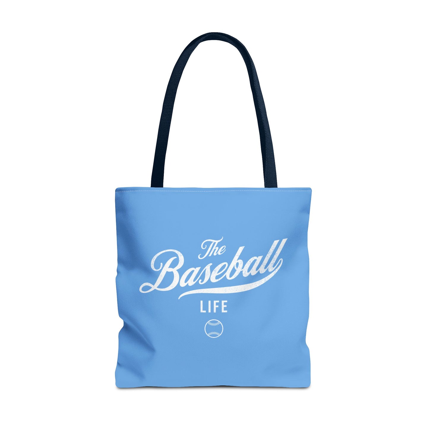 The Baseball Life Tote Bag_Carolina Blue w White Print