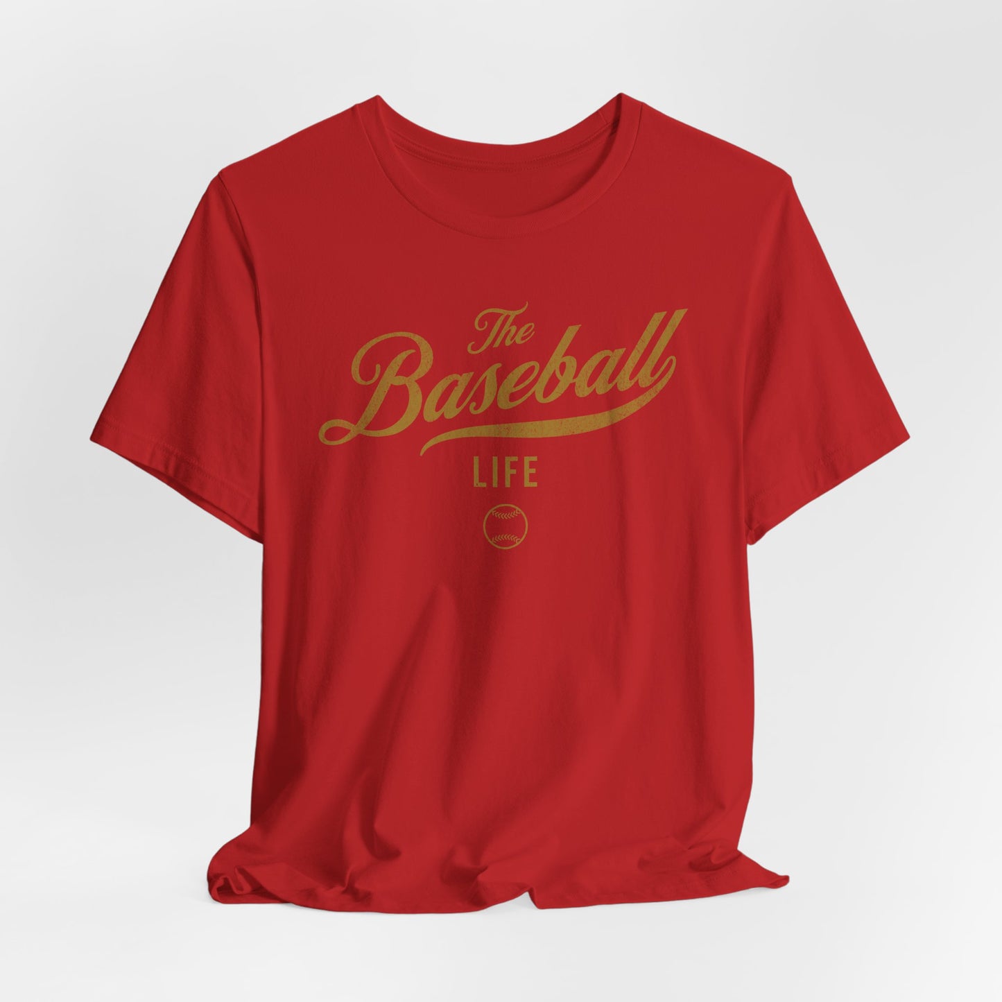 The Baseball Life Classic Script T-Shirt _Old Gold Print