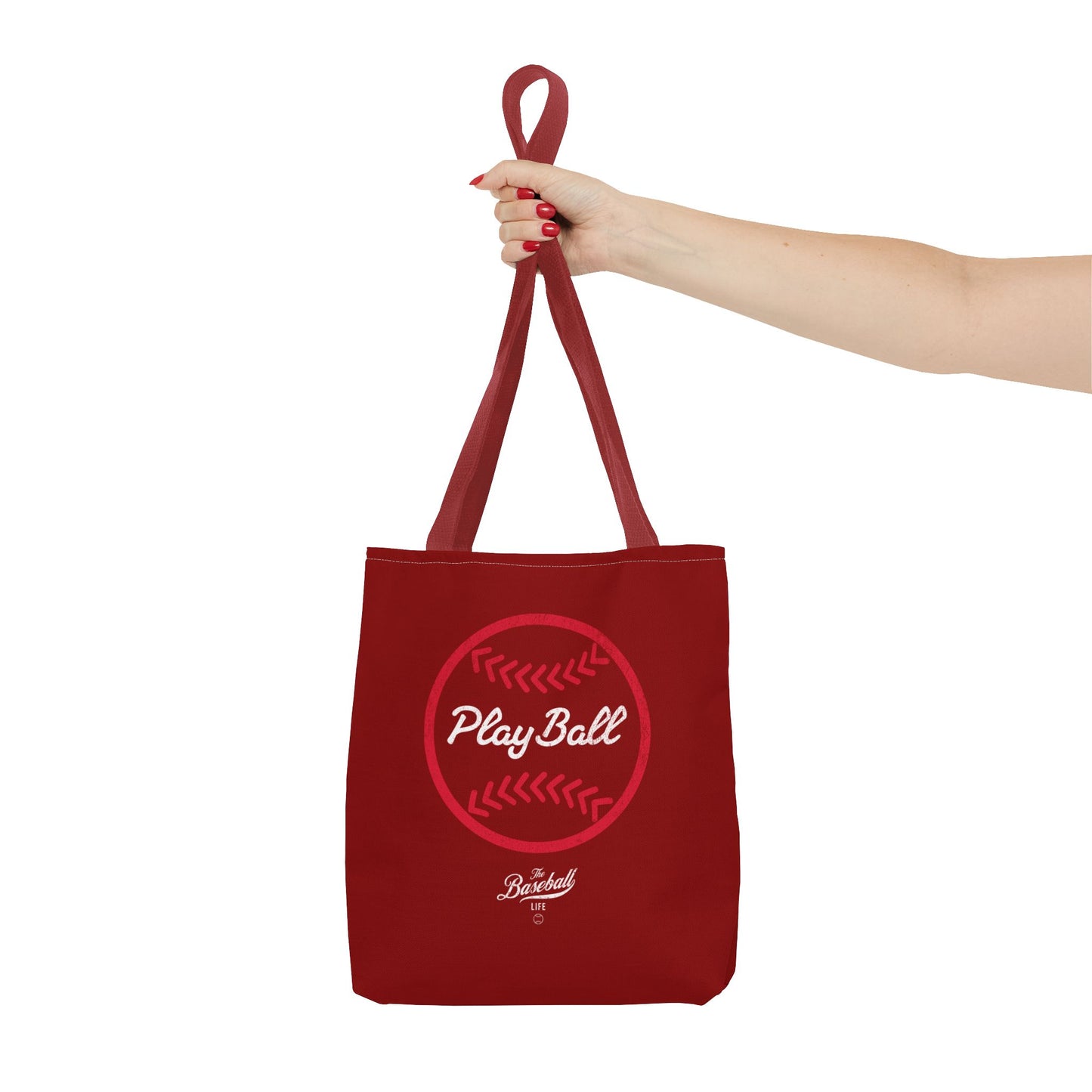 Baseball Icon Play Ball Tote Bag_Maroon