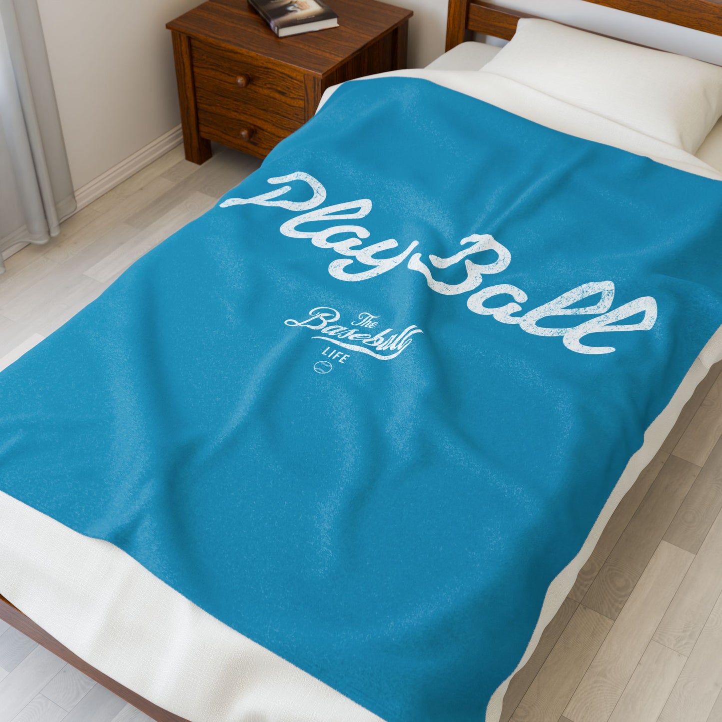 Velveteen Plush Blanket_Play Ball_Turquoise