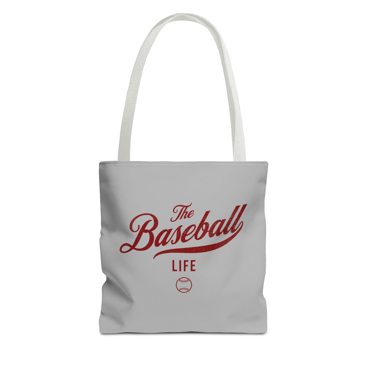 The Baseball Life Tote Bag_Gray w Maroon Print