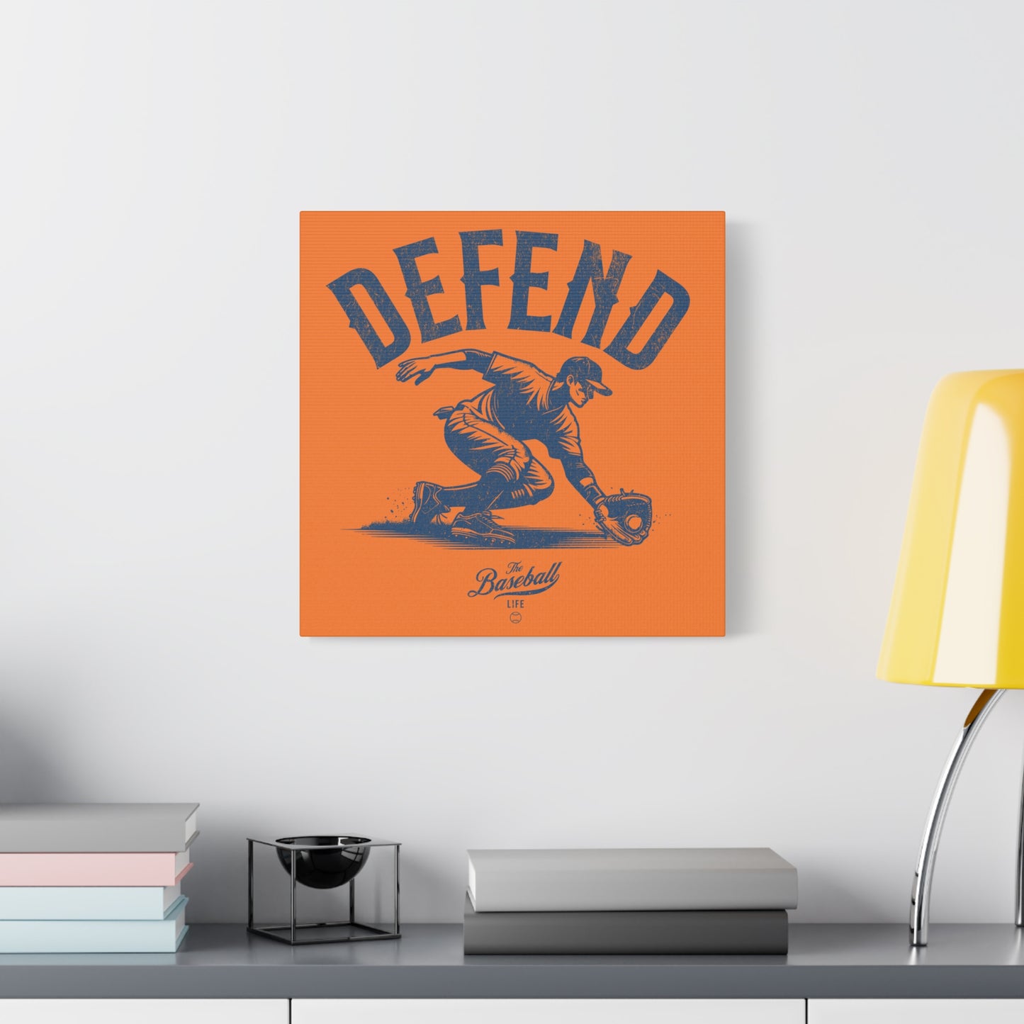 Defend Infielder Wall Art Canvas_Orange