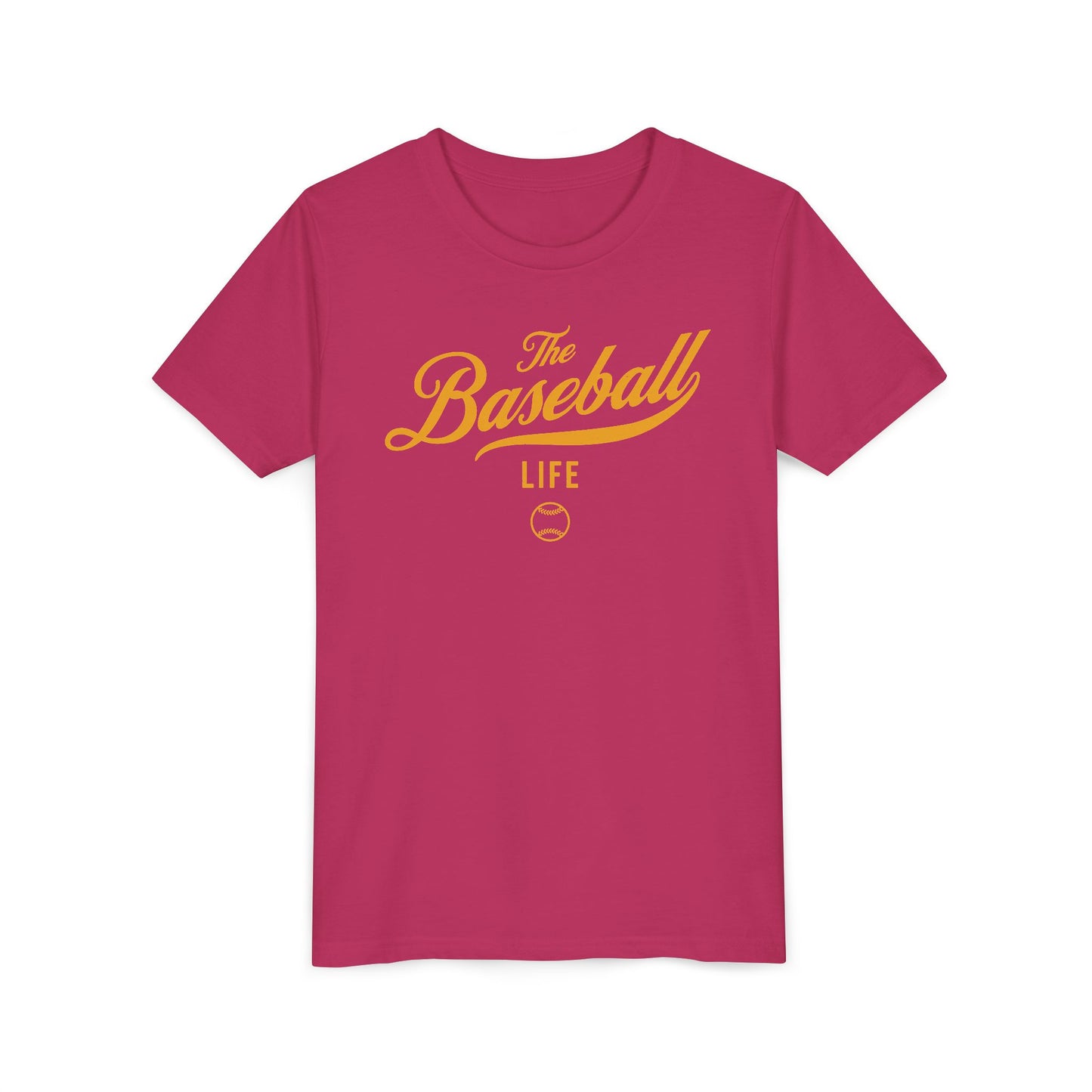 Youth The Baseball Life Classic Script T-Shirt_Yellow Gold Print