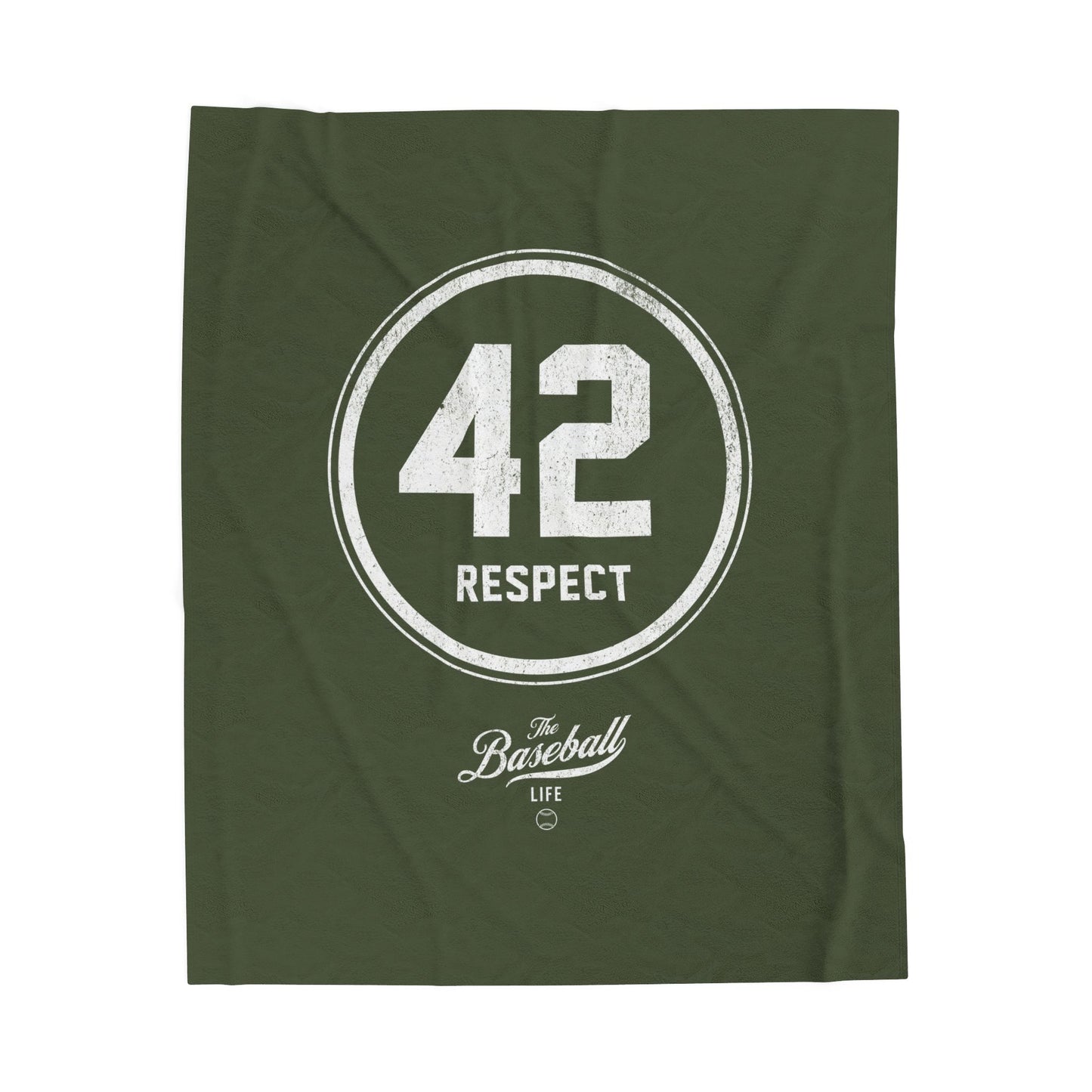 Velveteen Plush Blanket_42 RESPECT Jackie Robinson Tribute_Military Green