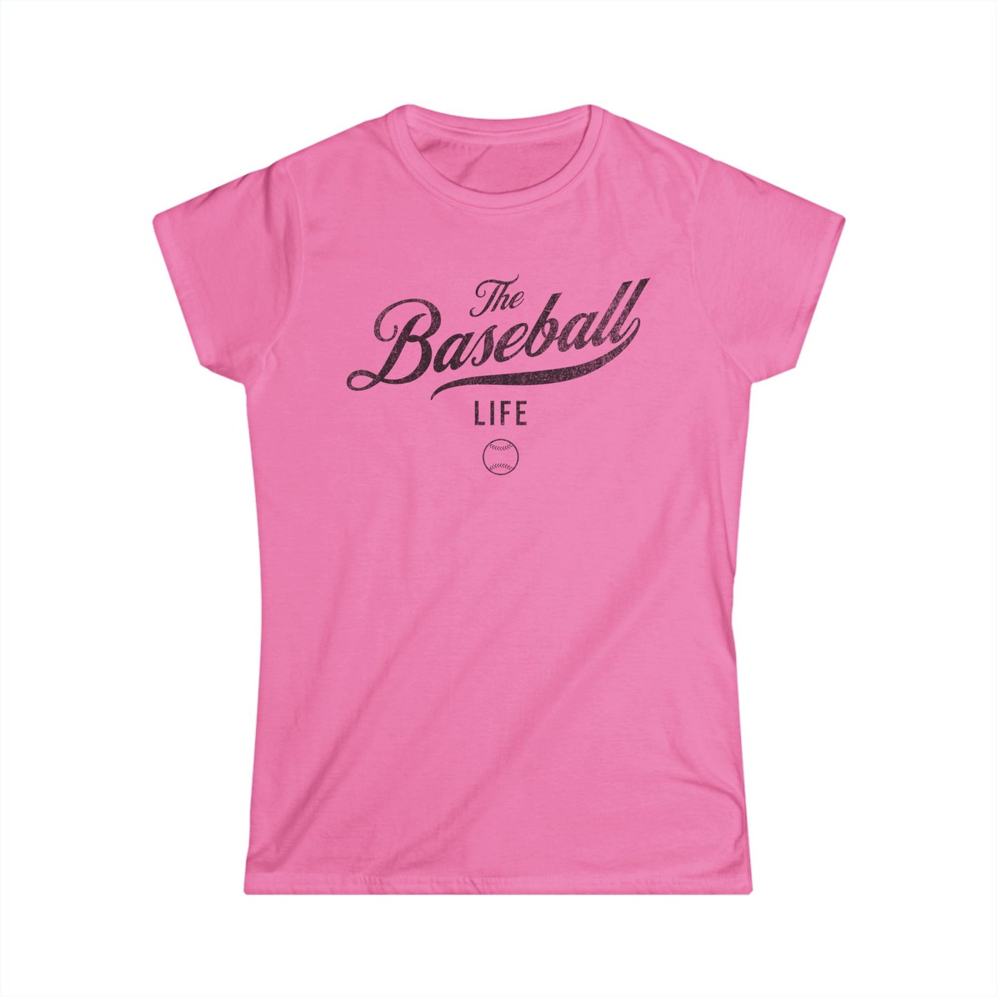 The Baseball Life Classic Script Tee_Women's_Black Print