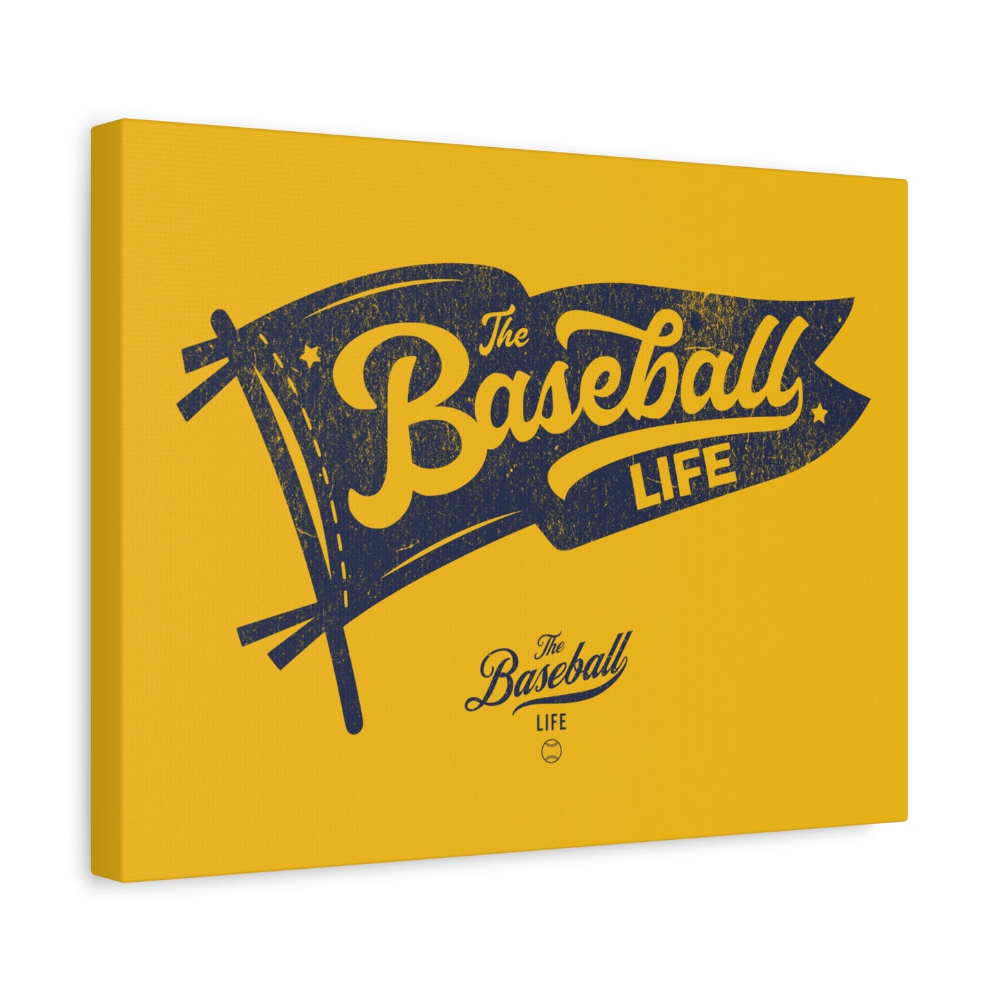 Classic Pennant Wall Art Canvas_Navy Print on Yellow Gold