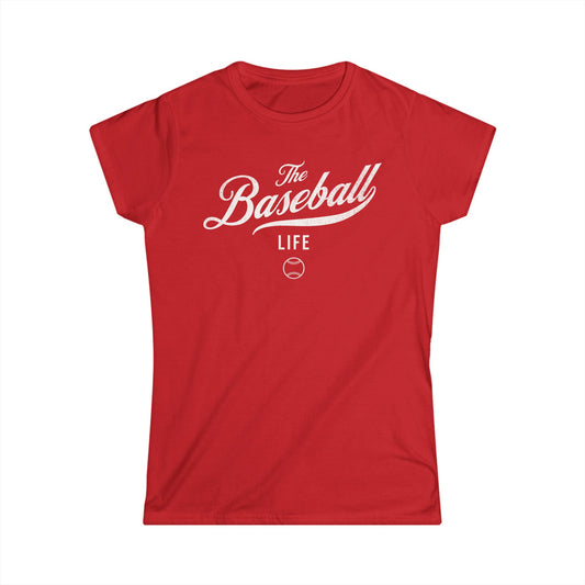 The Baseball Life Classic Script Tee_Women's_White Print