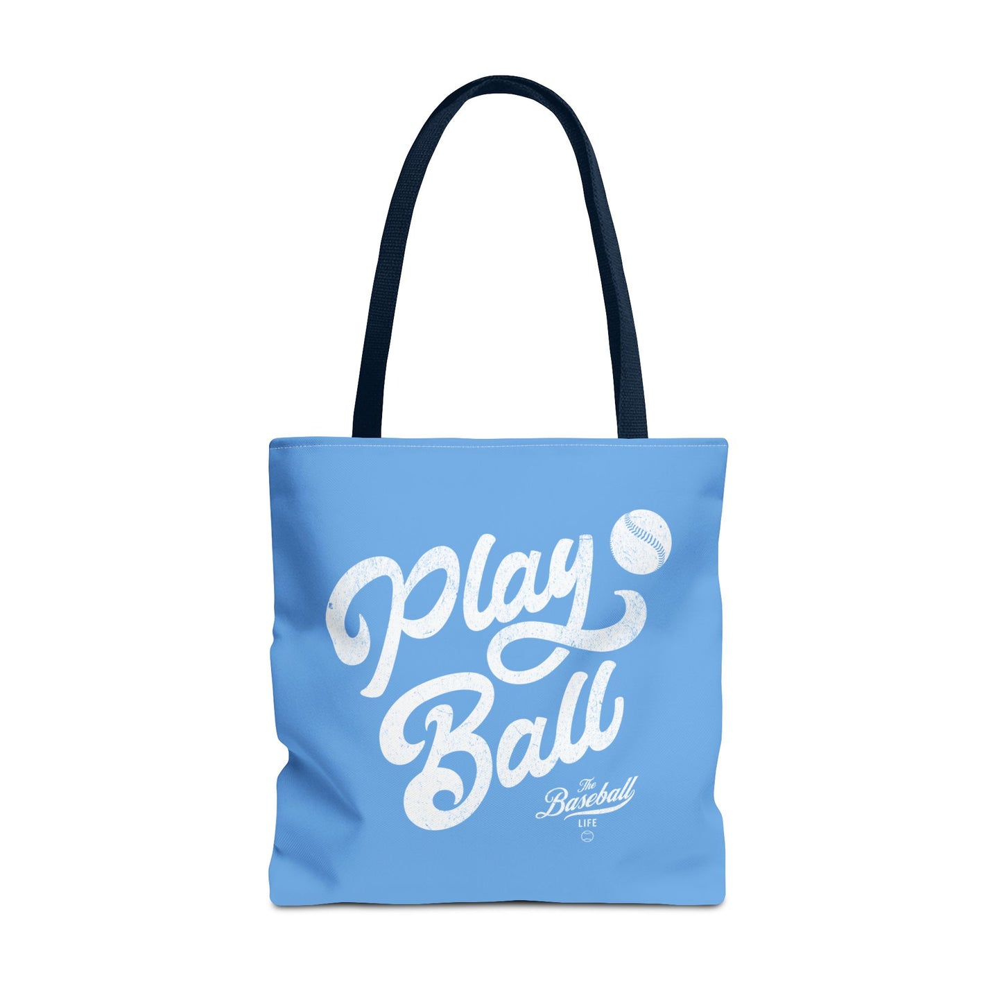 Play Ball Script Tote Bag_Carolina Blue