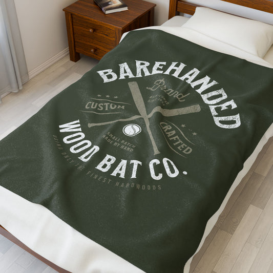 Velveteen Plush Blanket_Barehanded Wood Bat Co._Military Green