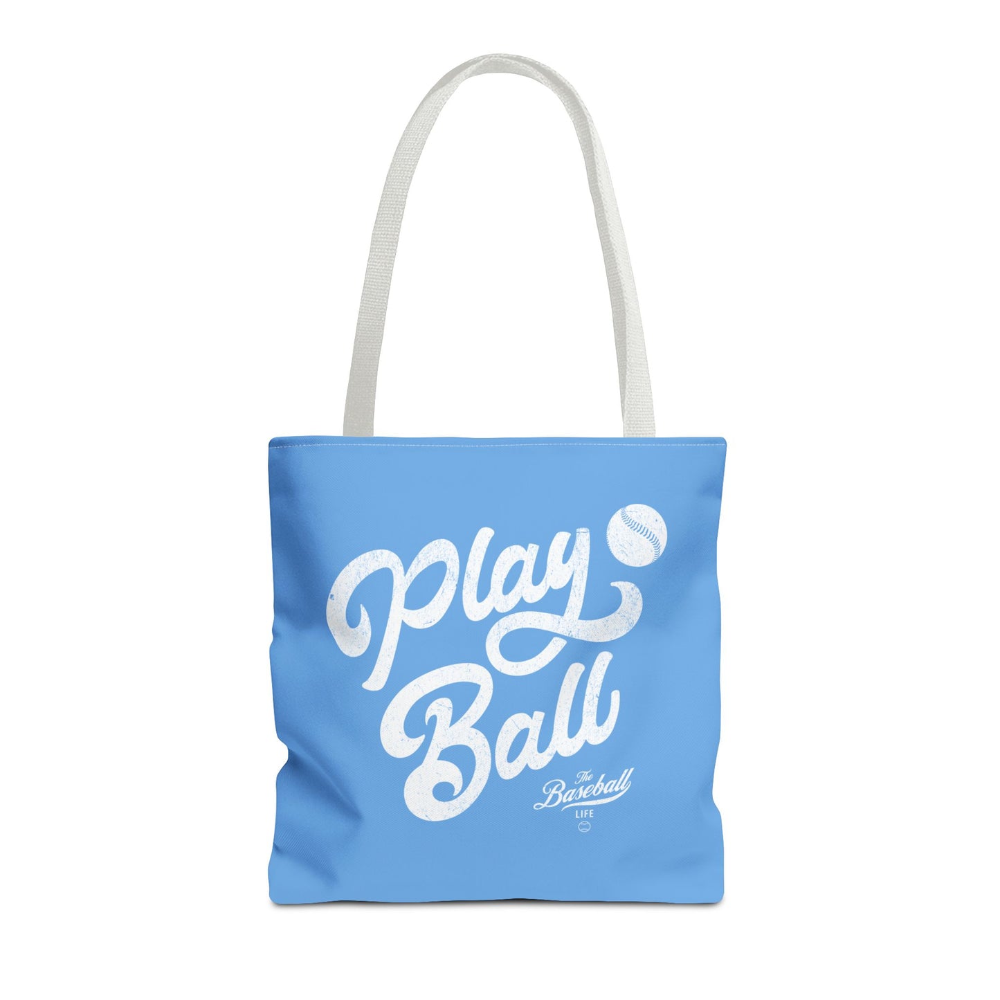 Play Ball Script Tote Bag_Carolina Blue