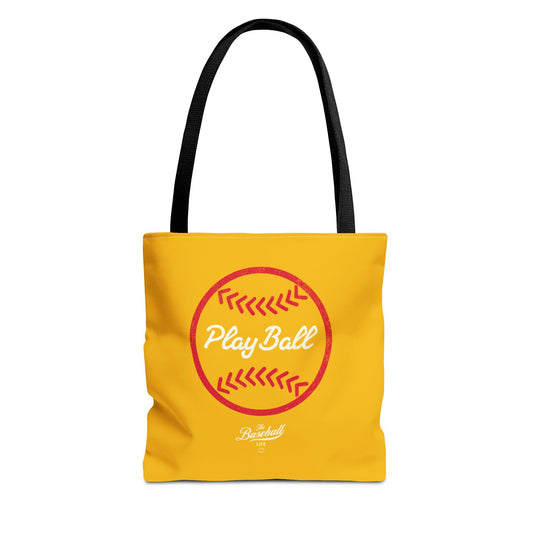 Baseball Icon Play Ball Tote Bag_Yellow Gold