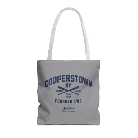 Cooperstown, NY Tote Bag_Gray w Navy Print