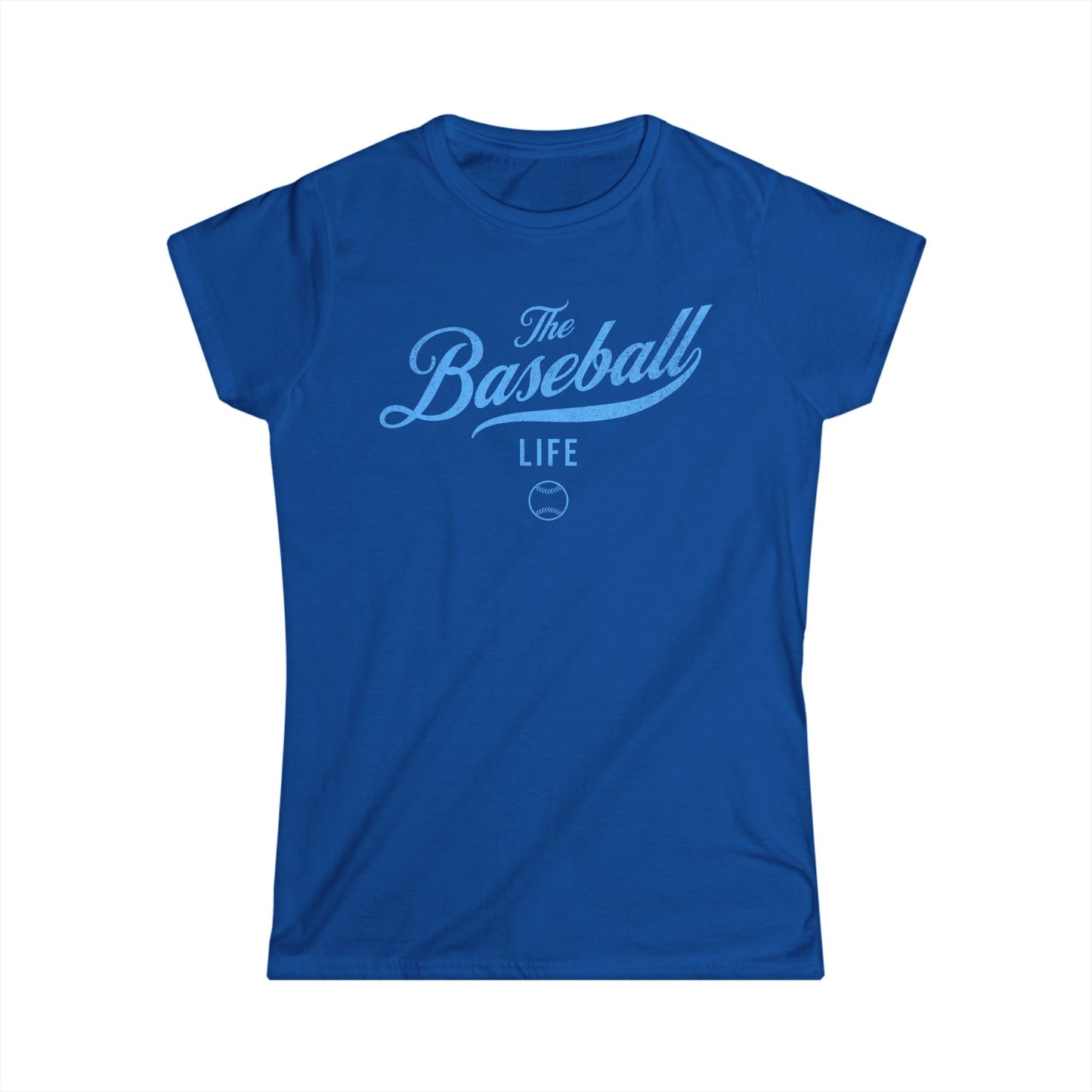 The Baseball Life Classic Script Tee_Women's_Carolina Blue Print