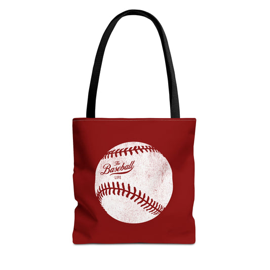 Weathered Baseball Tote Bag_Maroon