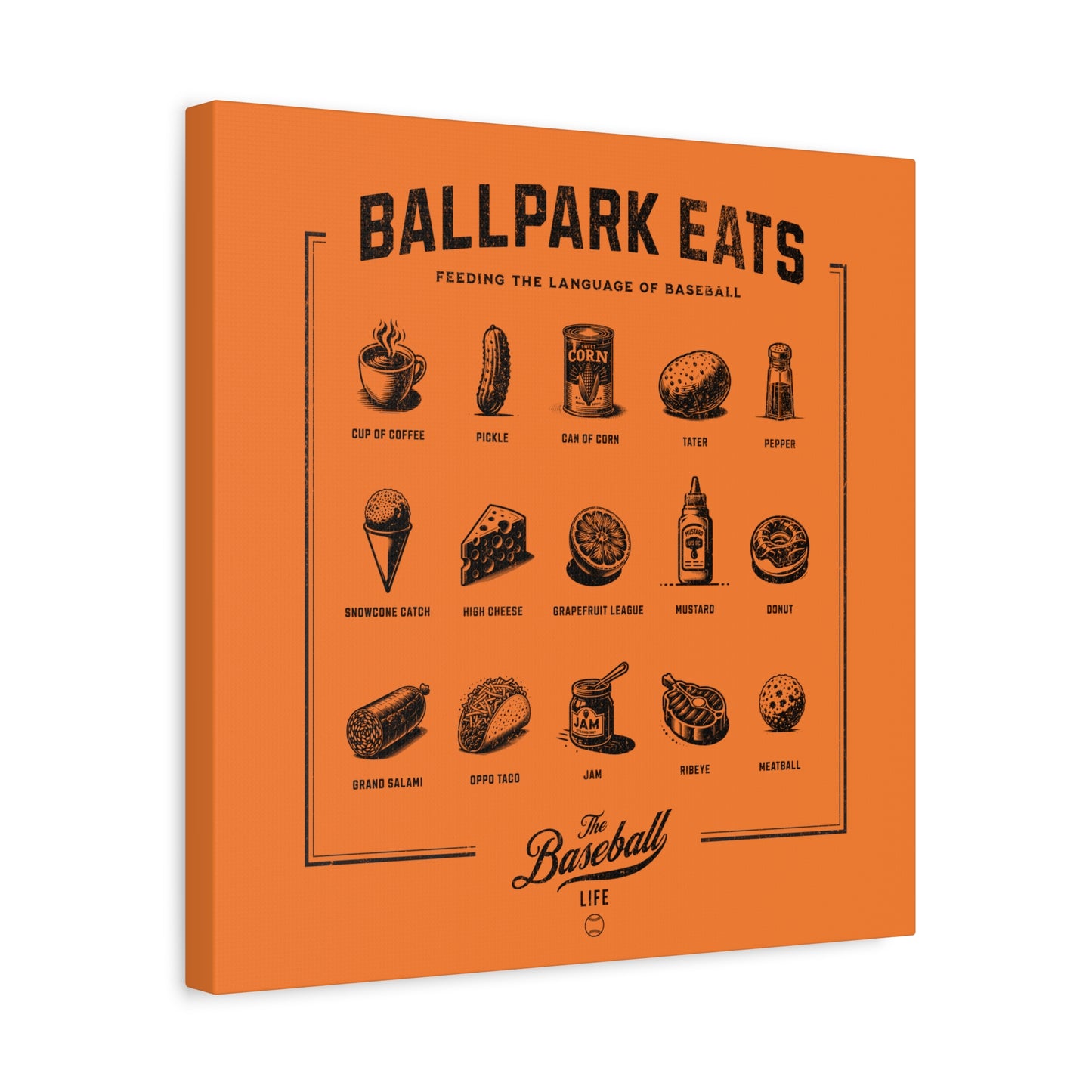 Ballpark Eats_Feeding the Language of Baseball Wall Art Canvas_Orange