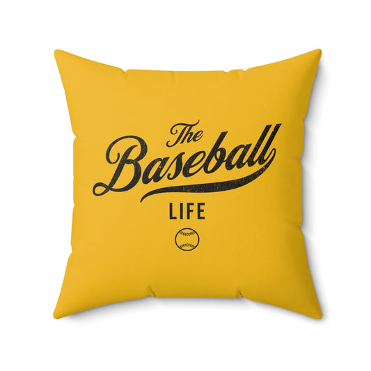 The Baseball Life Accent Pillow_Yellow Gold w Black Print