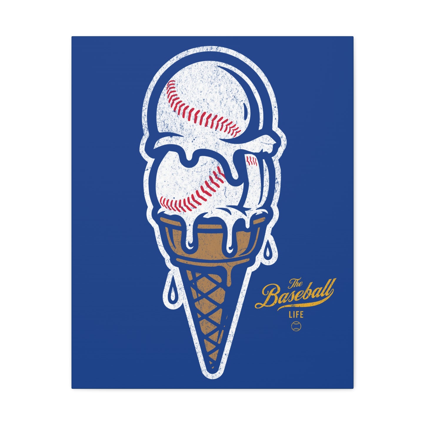 Baseball Ice Cream Cone Wall Art Canvas_Royal Blue