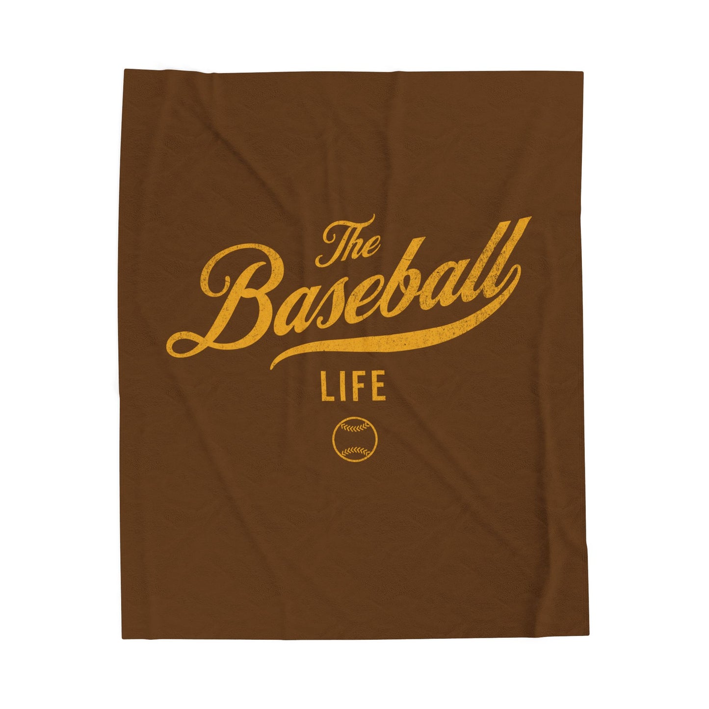 Velveteen Plush Blanket_Brown with Yellow Gold Print