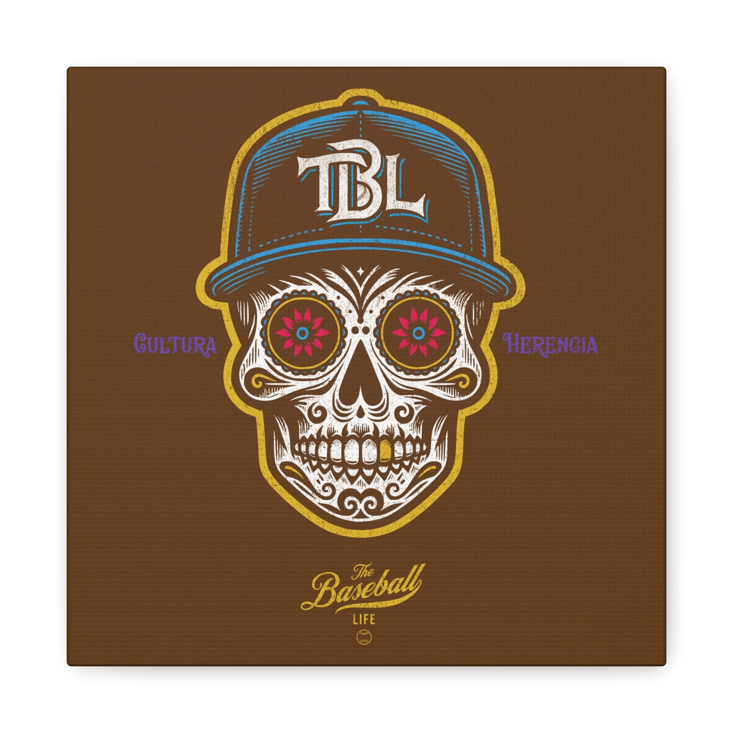 Beisbol Sugar Skull Series_Player 1 Wall Art Canvas_Brown