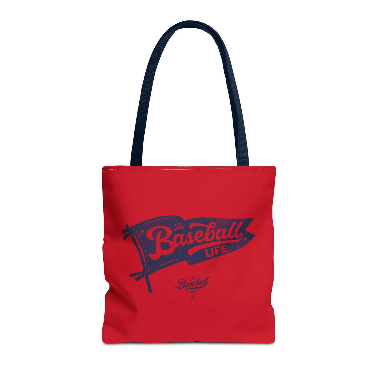 Vintage Pennant Tote Bag_Navy Print on Red