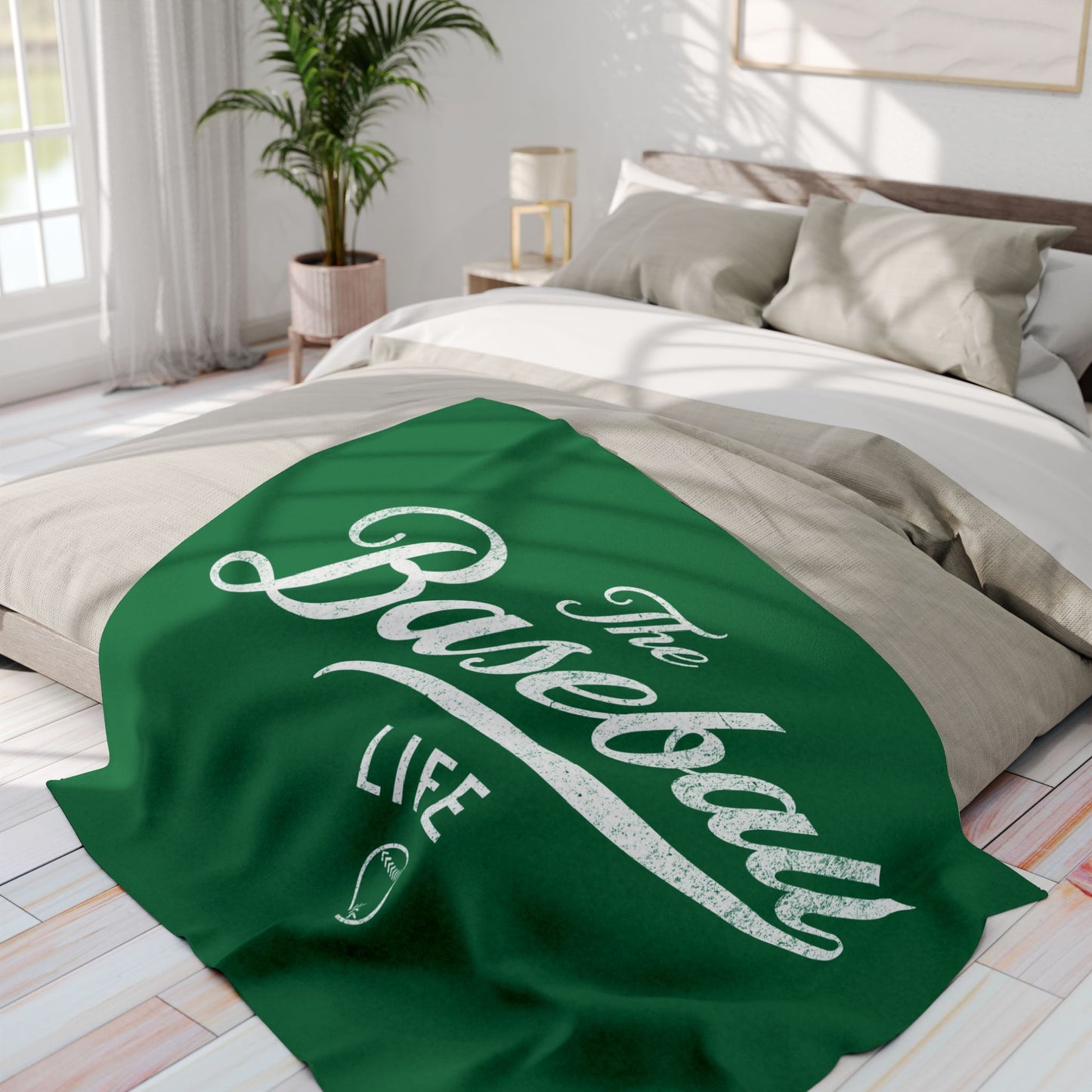 Fleece Blanket_Green w White Print