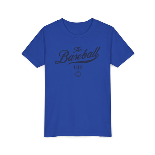 Youth The Baseball Life Classic Script T-Shirt_Navy Print