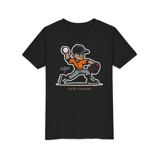 Youth Baseball T-Shirt_My Life is Baseball (Orange)