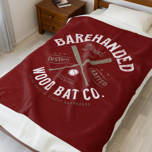 Velveteen Plush Blanket_Barehanded Wood Bat Co._Maroon
