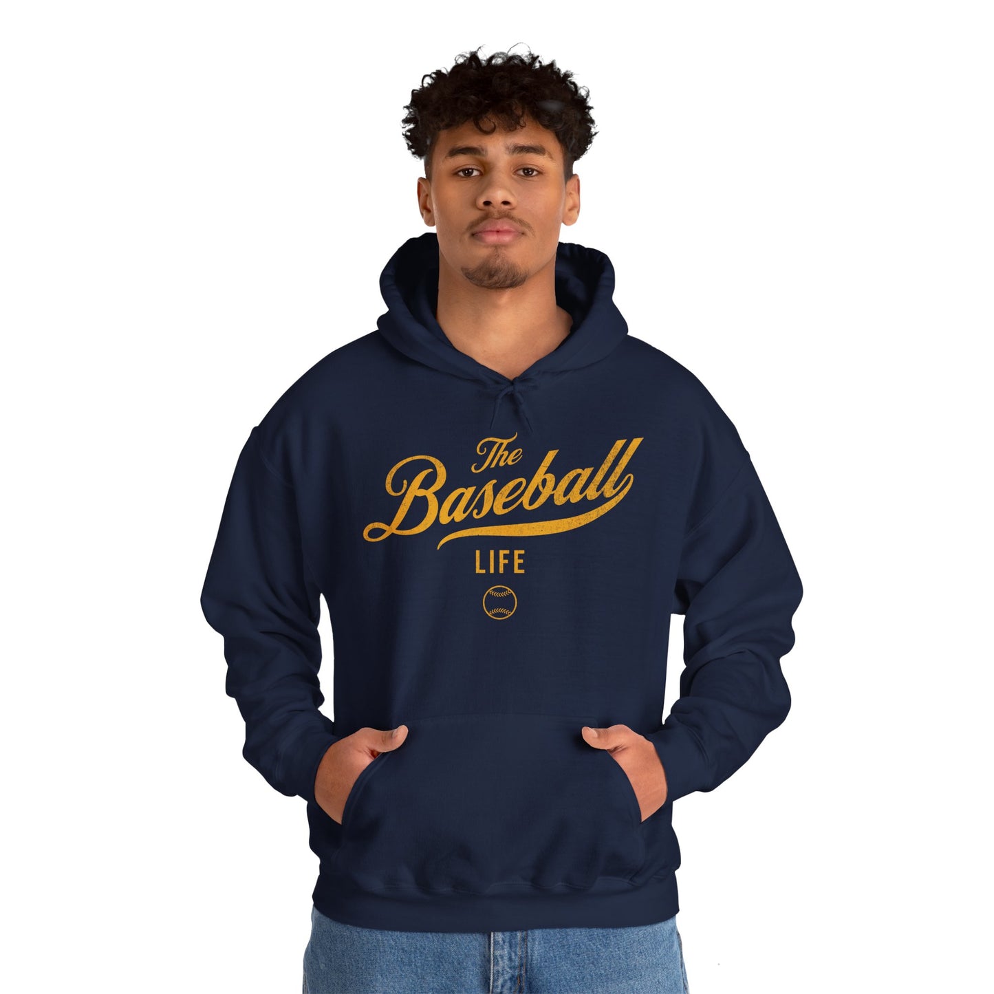 The Baseball Life Hoodie_Yellow Gold Print