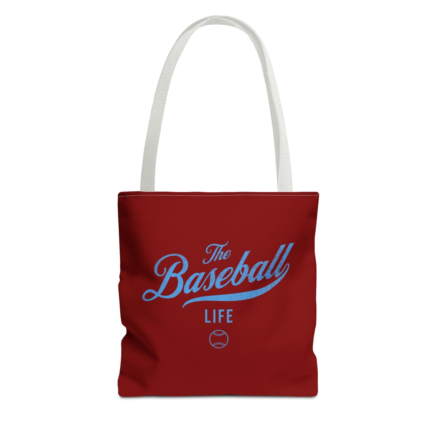The Baseball Life Tote Bag_Maroon w Carolina Blue Print