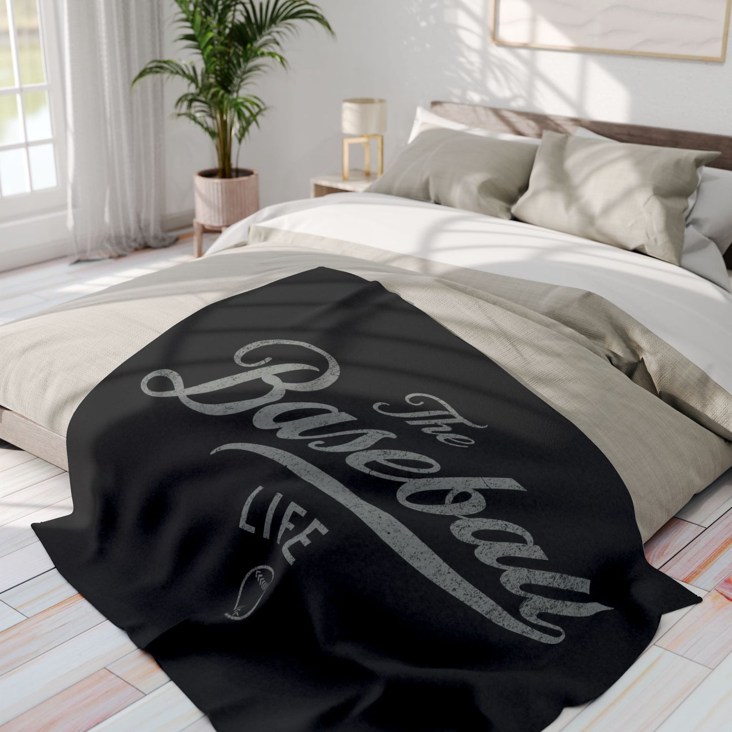 Fleece Blanket_Black w Silver Gray Print