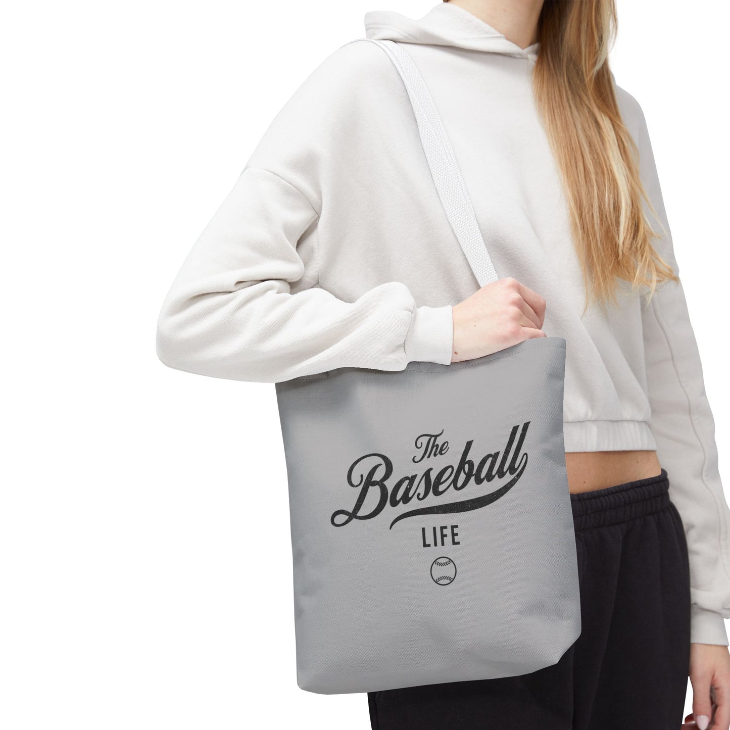 The Baseball Life Tote Bag_Gray w Black Print