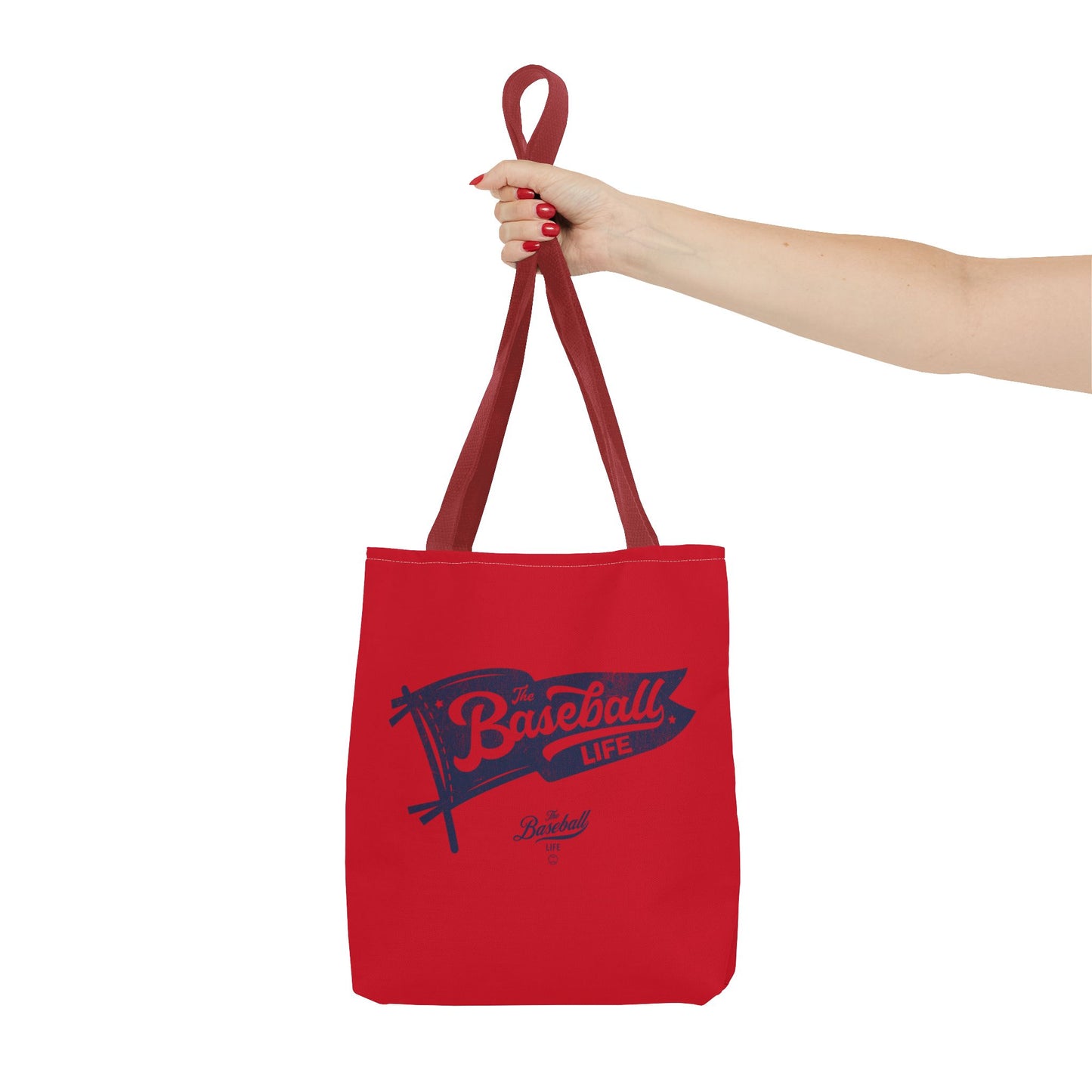 Vintage Pennant Tote Bag_Navy Print on Red