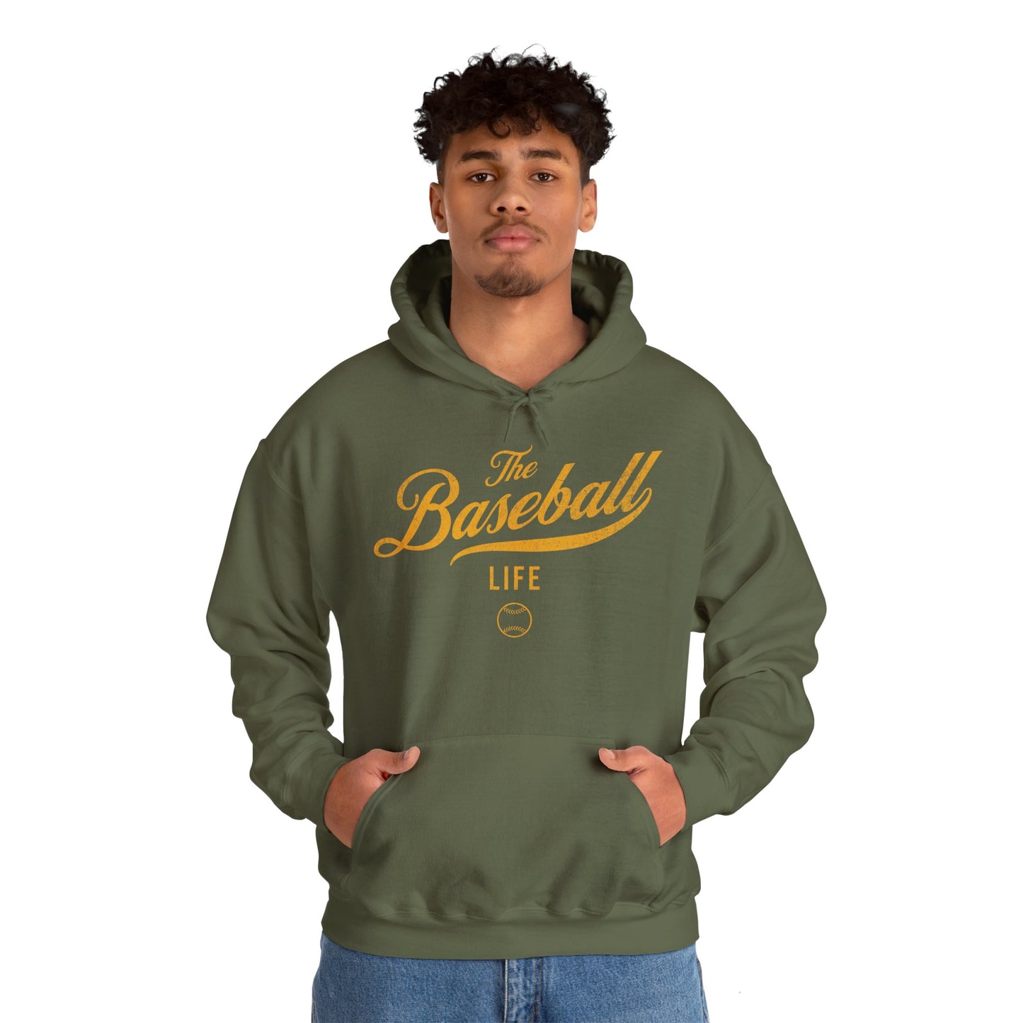 The Baseball Life Hoodie_Yellow Gold Print