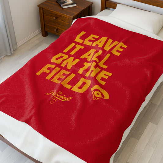 Velveteen Plush Blanket_Leave It All On The Field_Red