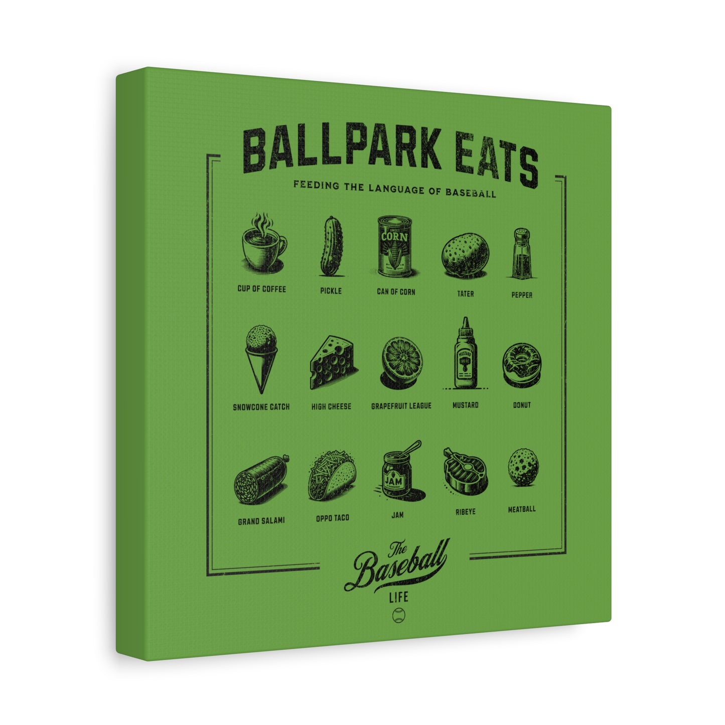 Ballpark Eats_Feeding the Language of Baseball Wall Art Canvas_Grass Green