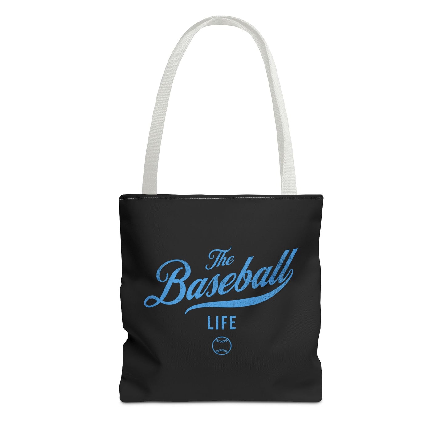 The Baseball Life Tote Bag_Black w Carolina Blue Print