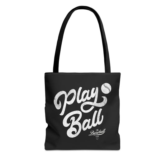 Play Ball Script Tote Bag_Black